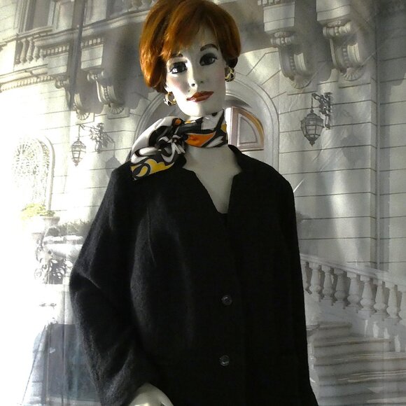 Talbots Size 22WP Women’s Petite Black Boucle Blazer Wool Mix Stand Up Collar - Picture 5 of 10